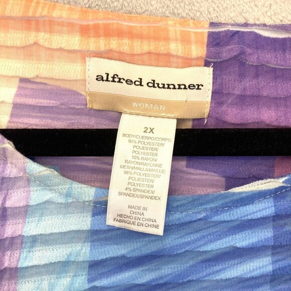 Alfred Dunner 2X Colorful Abstract Knit Top Blouse Artsy 3/4 Sleeve Indigo Daze - Picture 4 of 10